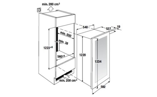 Kuppersbusch酒柜EWK1220-0-2 Z安装 尺寸